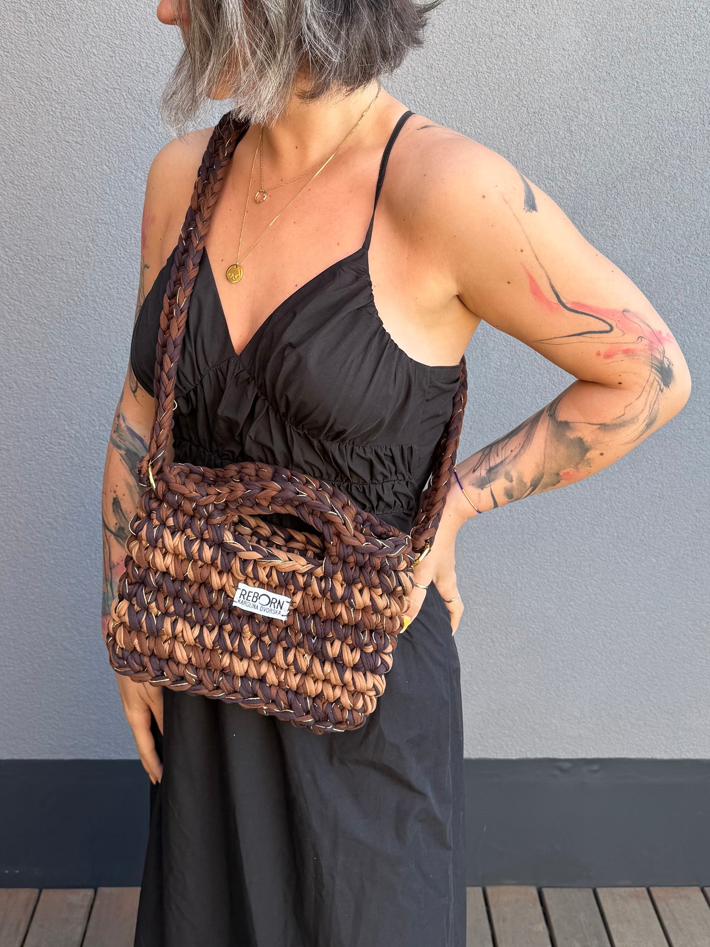 Crossbody kabelka M – Golden Coffee