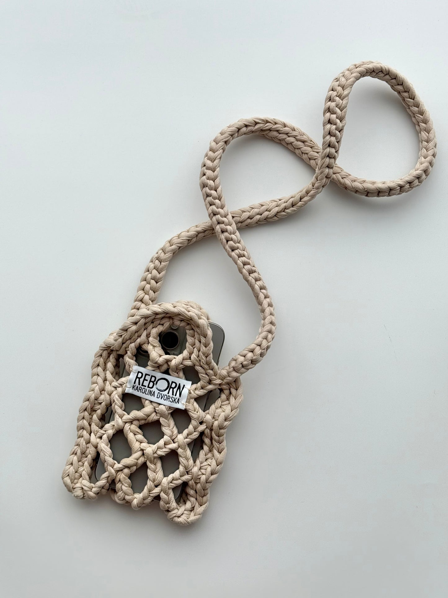 Crossbody síťovka na telefon – Beige