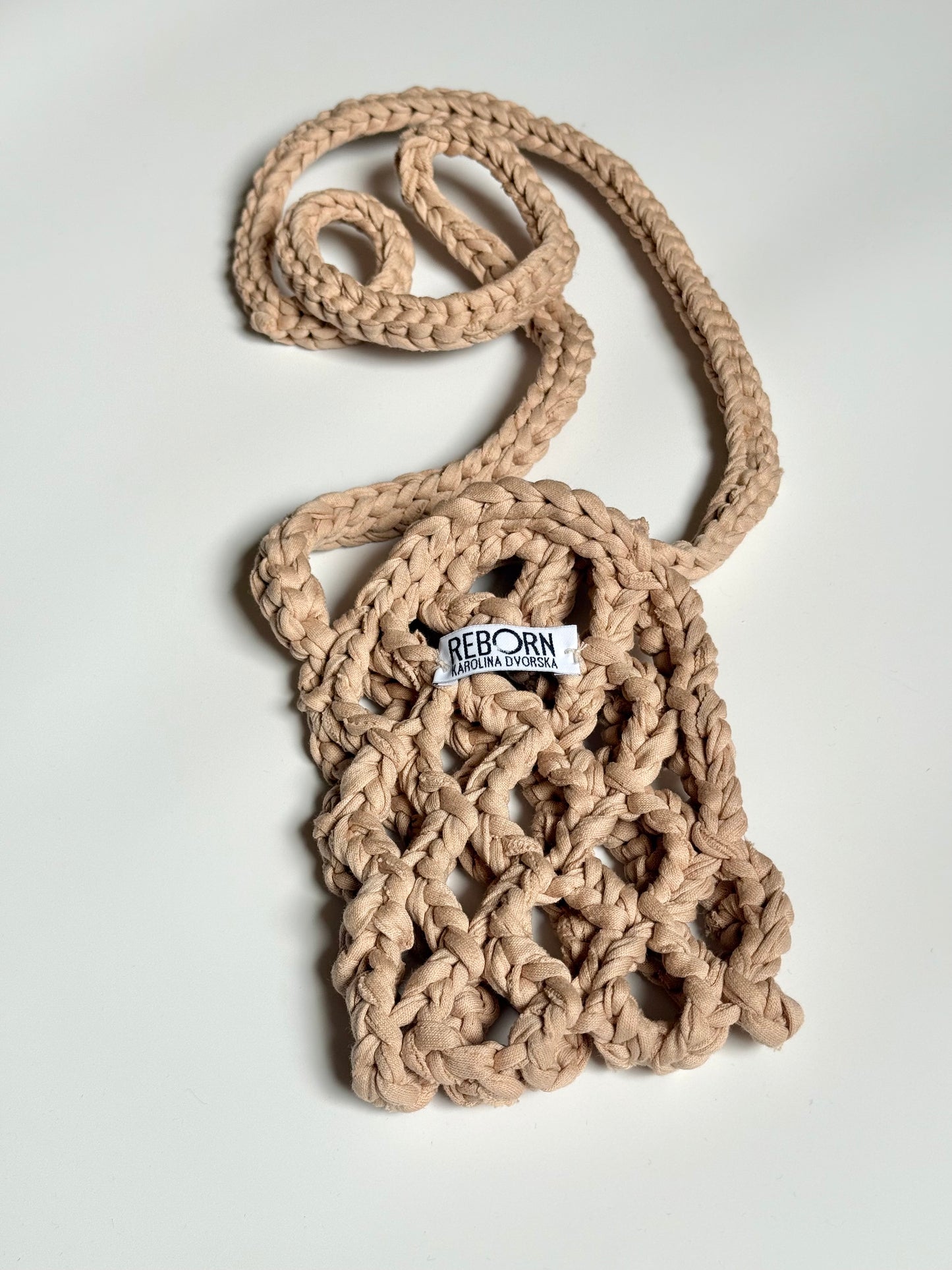 Crossbody síťovka na telefon – Beige