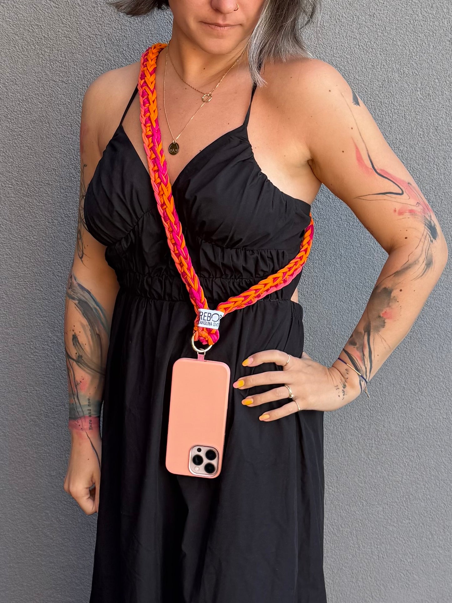 Popruh na telefon – Mango Raspberry Bright