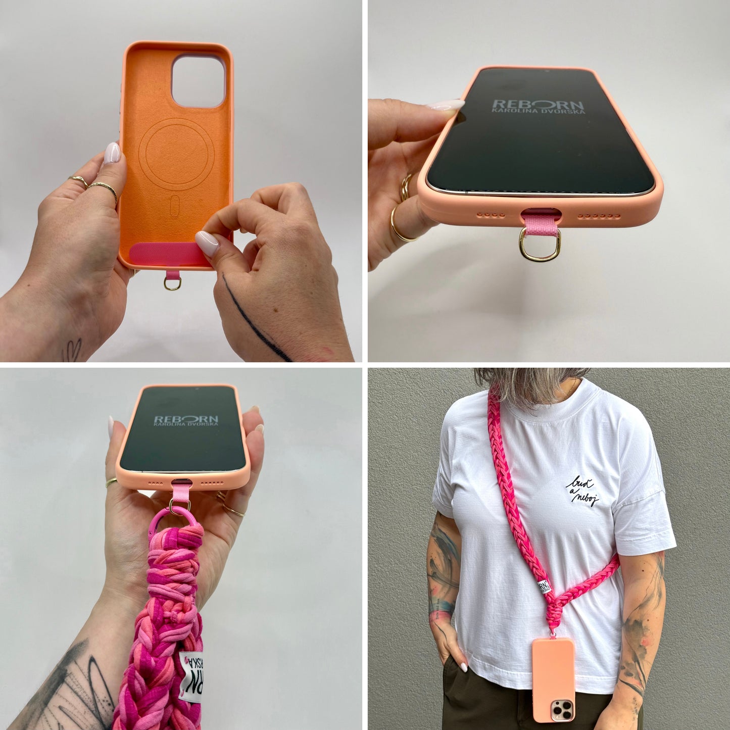 Popruh na telefon – Mango Raspberry Bright