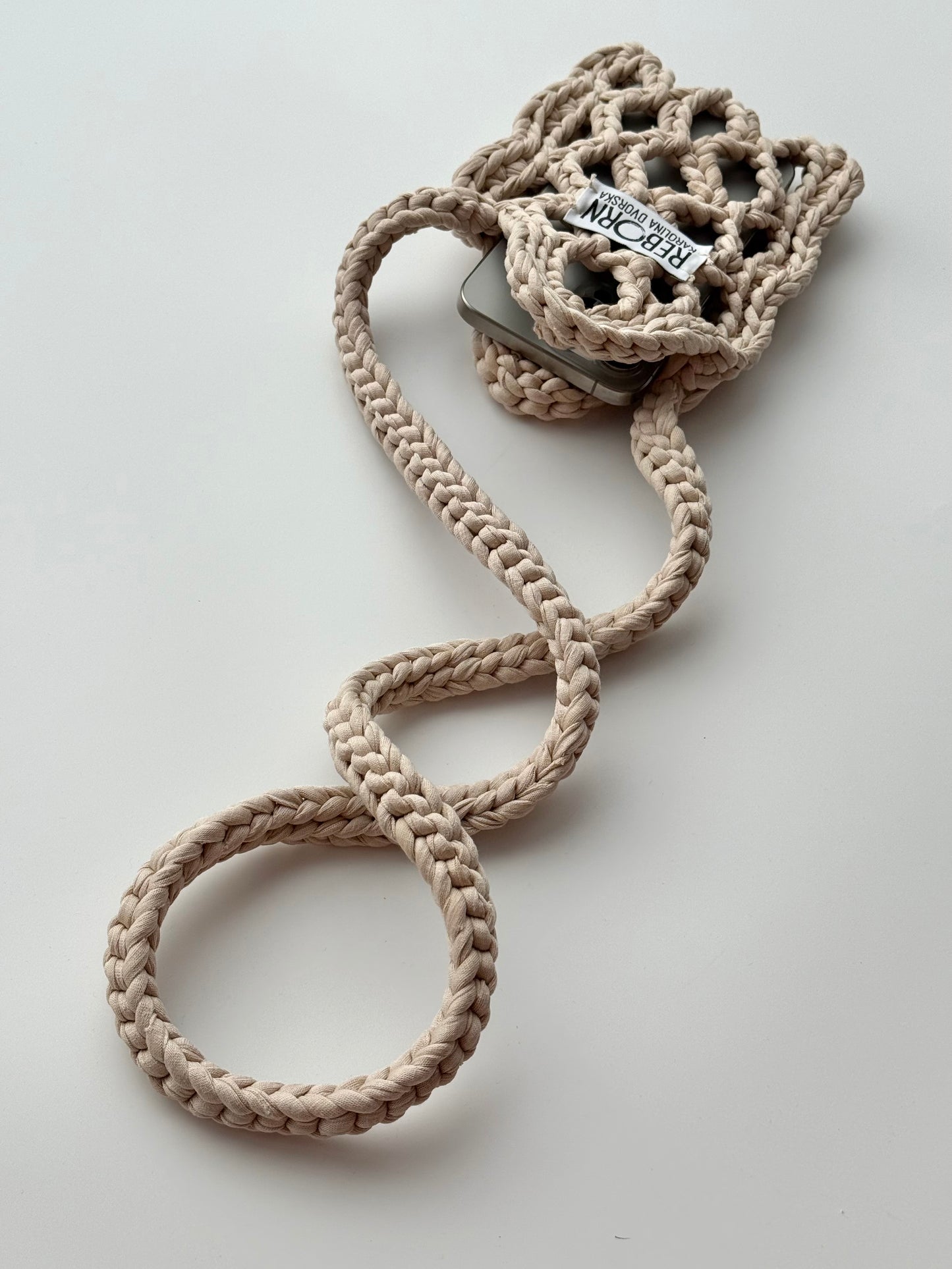 Crossbody síťovka na telefon – Beige