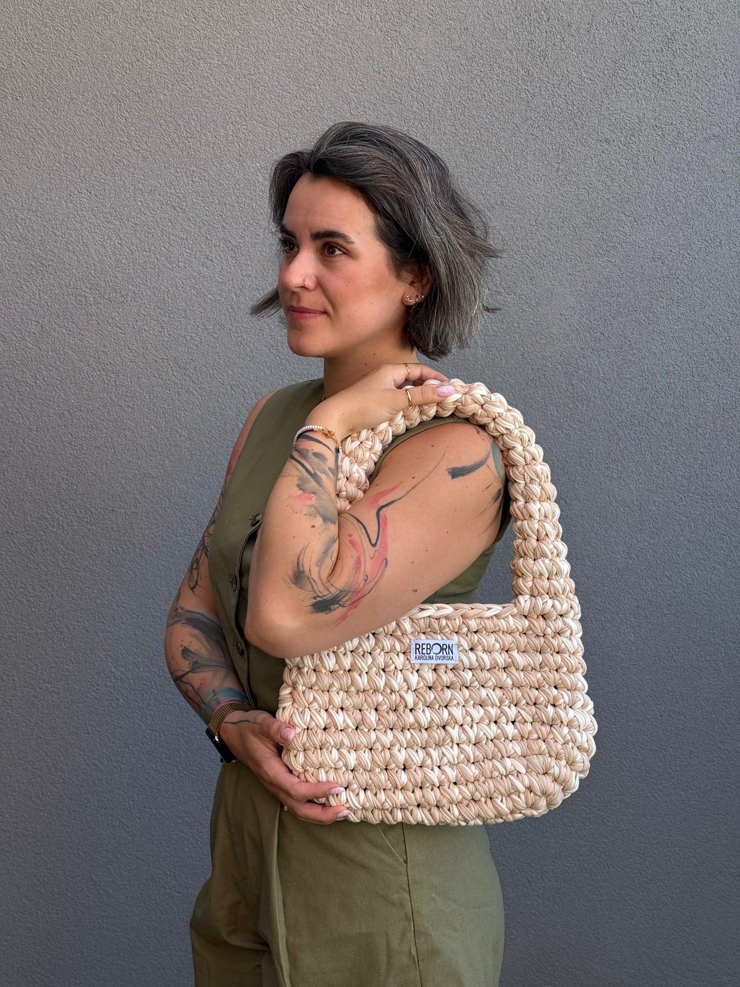 Maxi Lock kabelka – Beige Shade