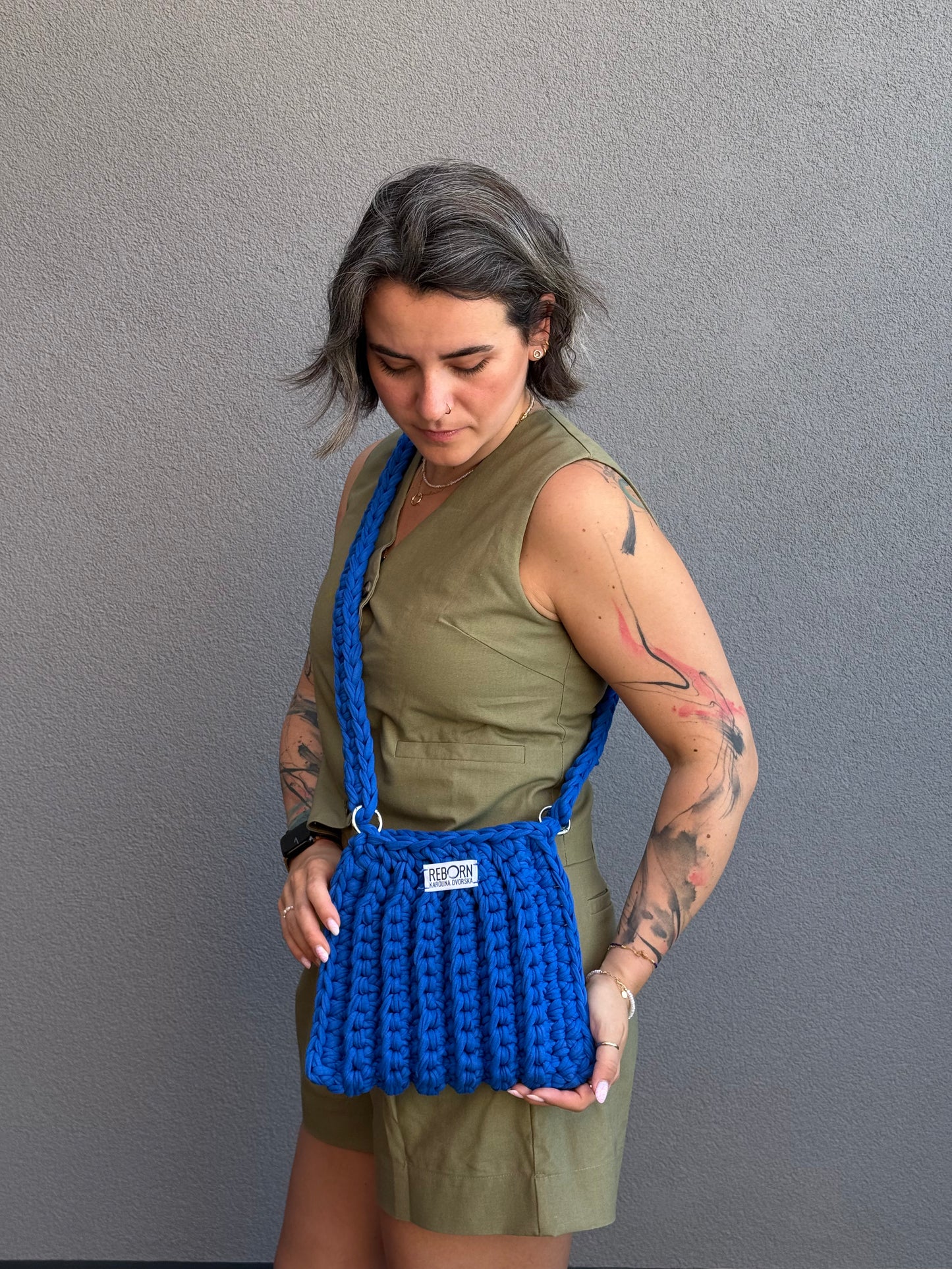 Ribbed Crossbody kabelka – Royal Blue