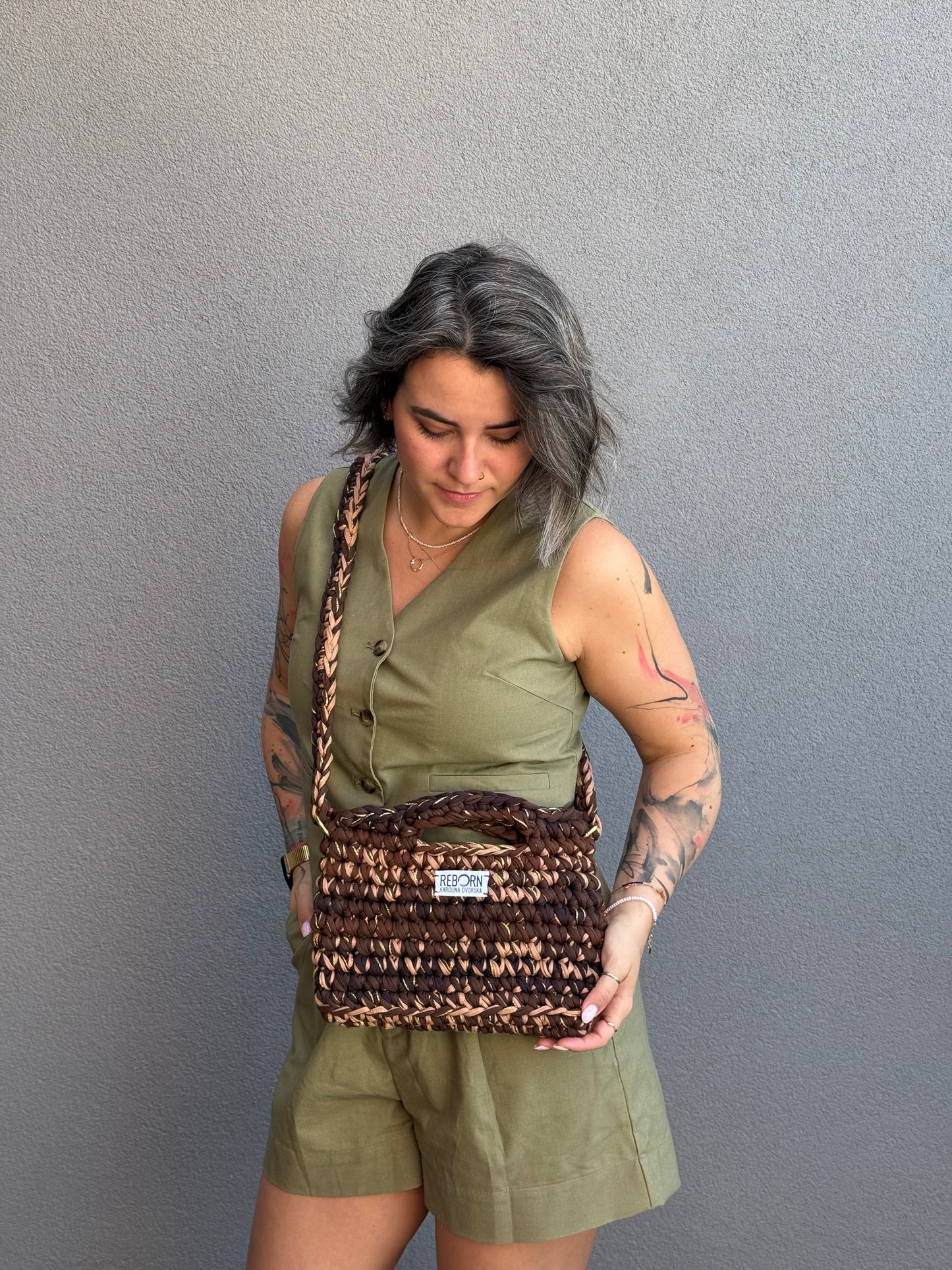 Crossbody kabelka M – Golden Coffee