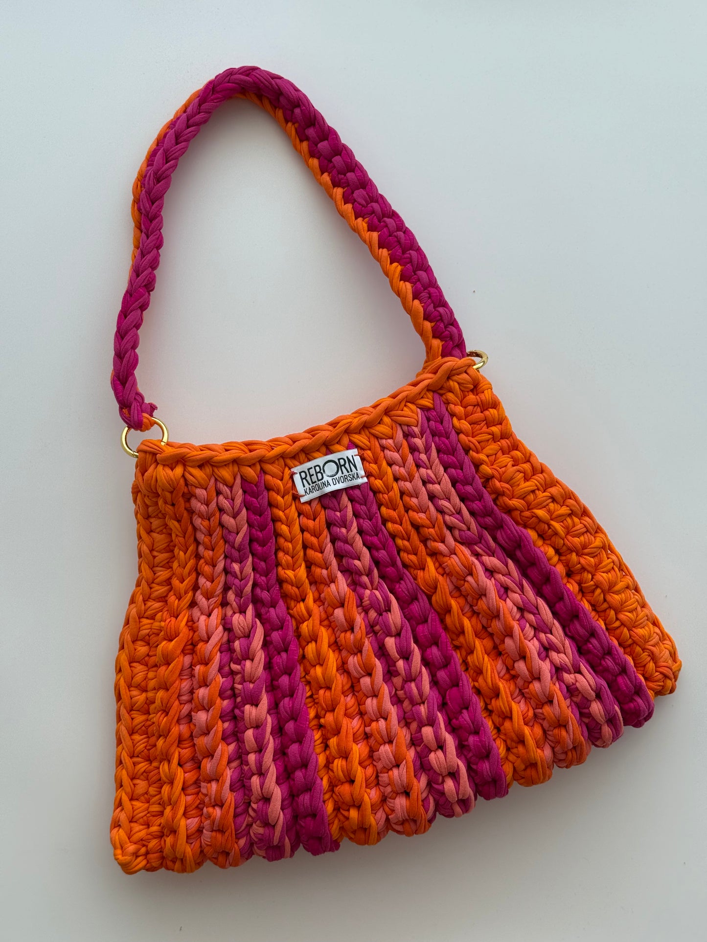 Ribbed Tote kabelka – Mango Raspberry