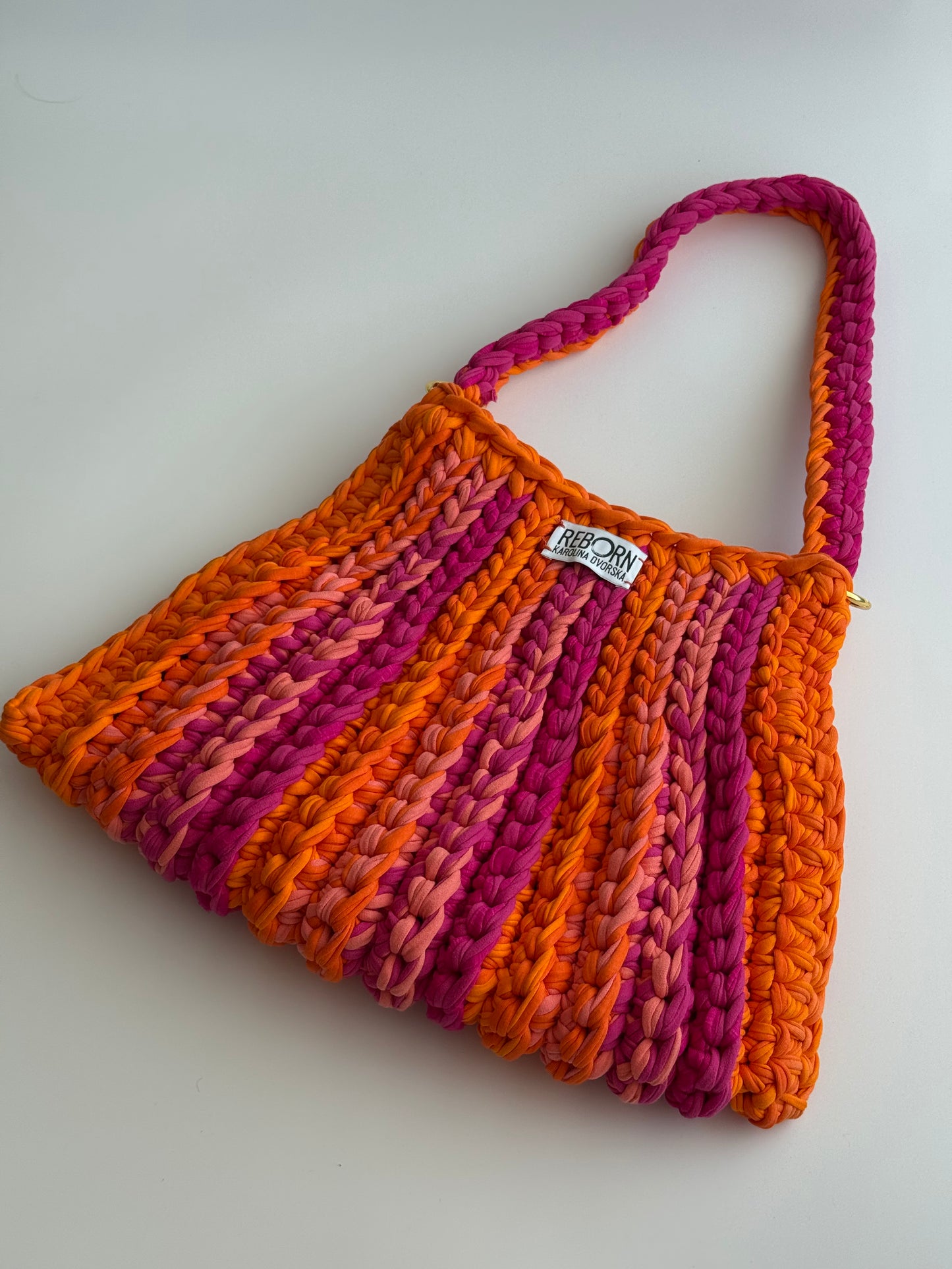 Ribbed Tote kabelka – Mango Raspberry