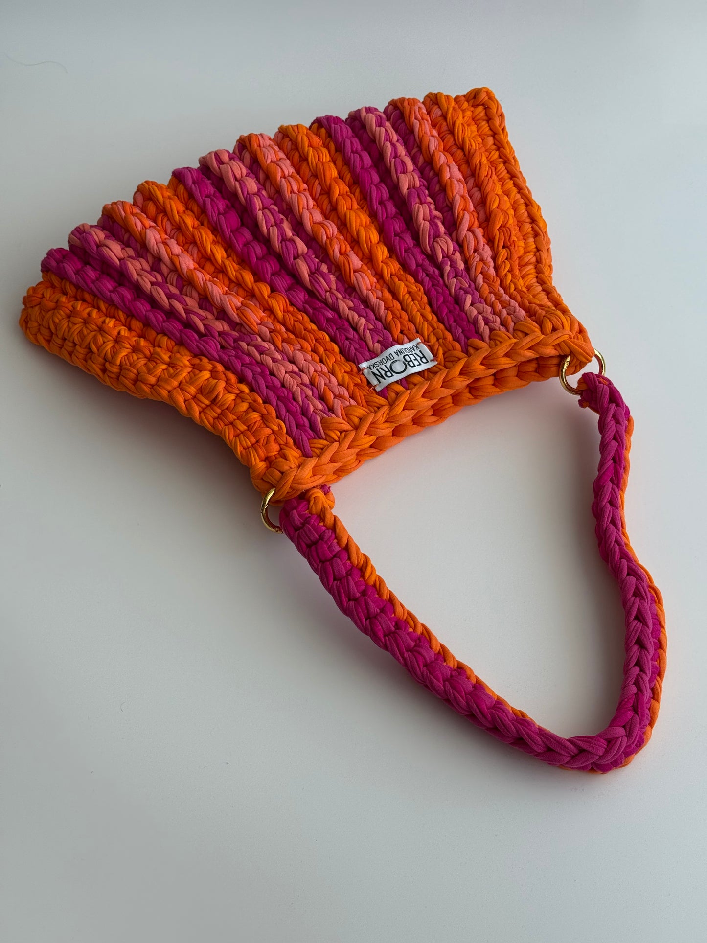 Ribbed Tote kabelka – Mango Raspberry