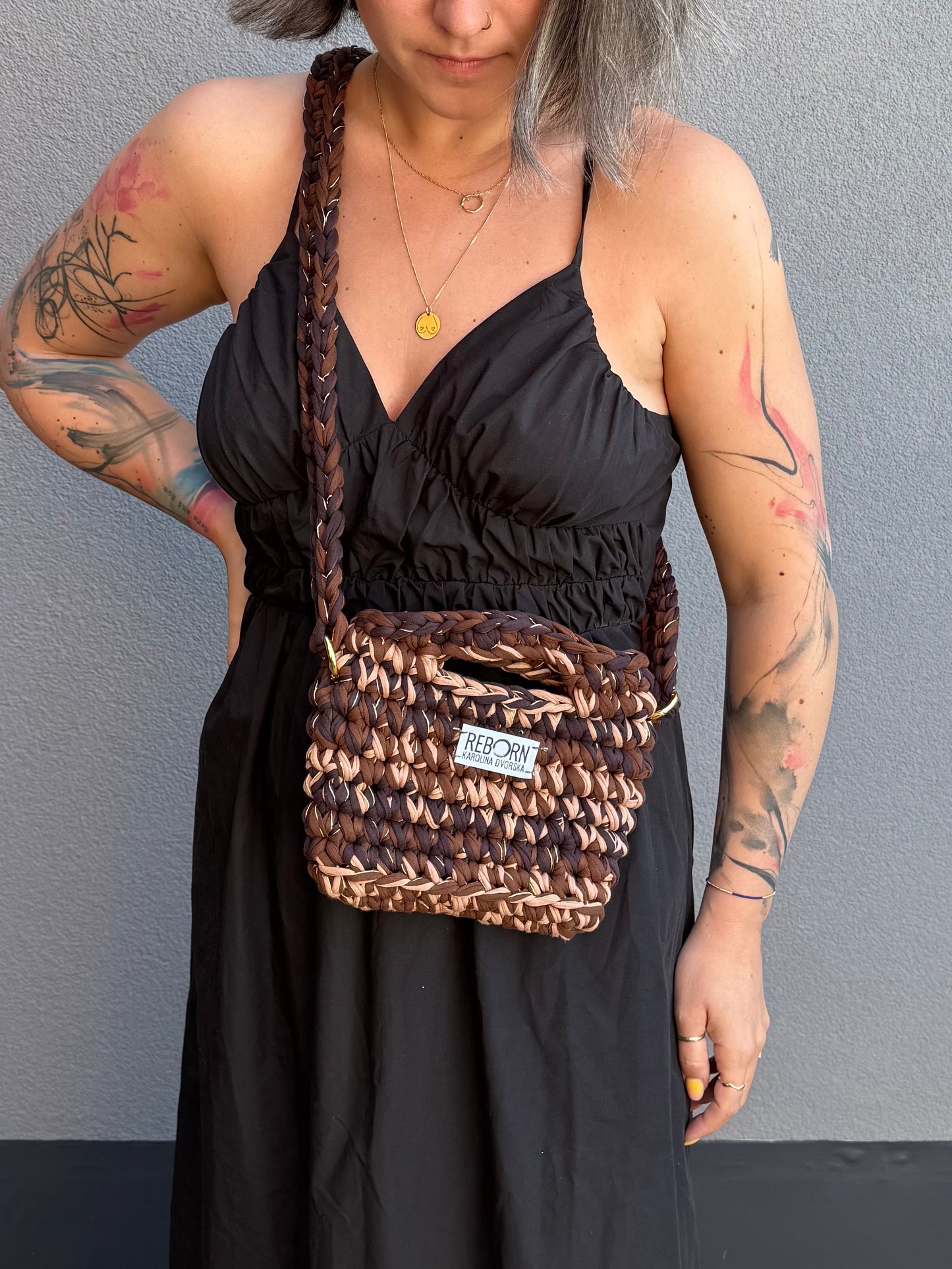 Crossbody kabelka S – Golden Coffee