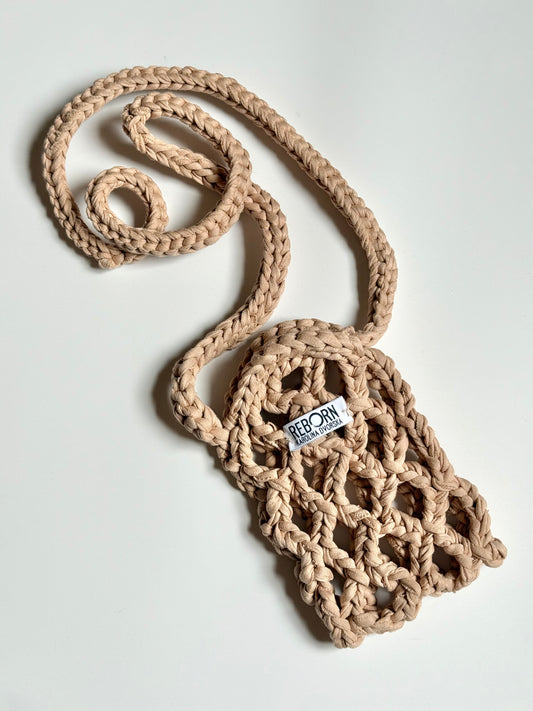 Crossbody síťovka na telefon – Beige