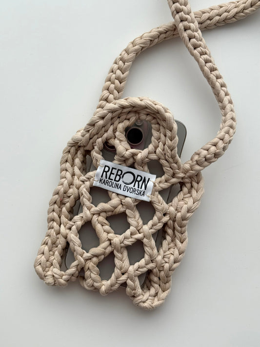 Crossbody síťovka na telefon – Beige