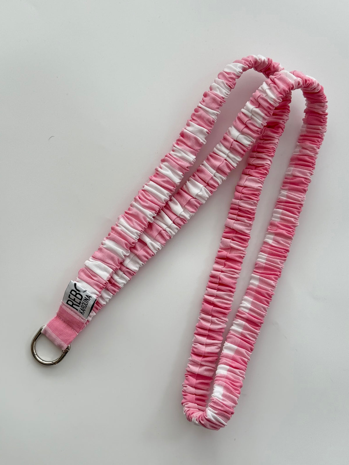 Látkový popruh na telefon – Checked Pink Scrunch
