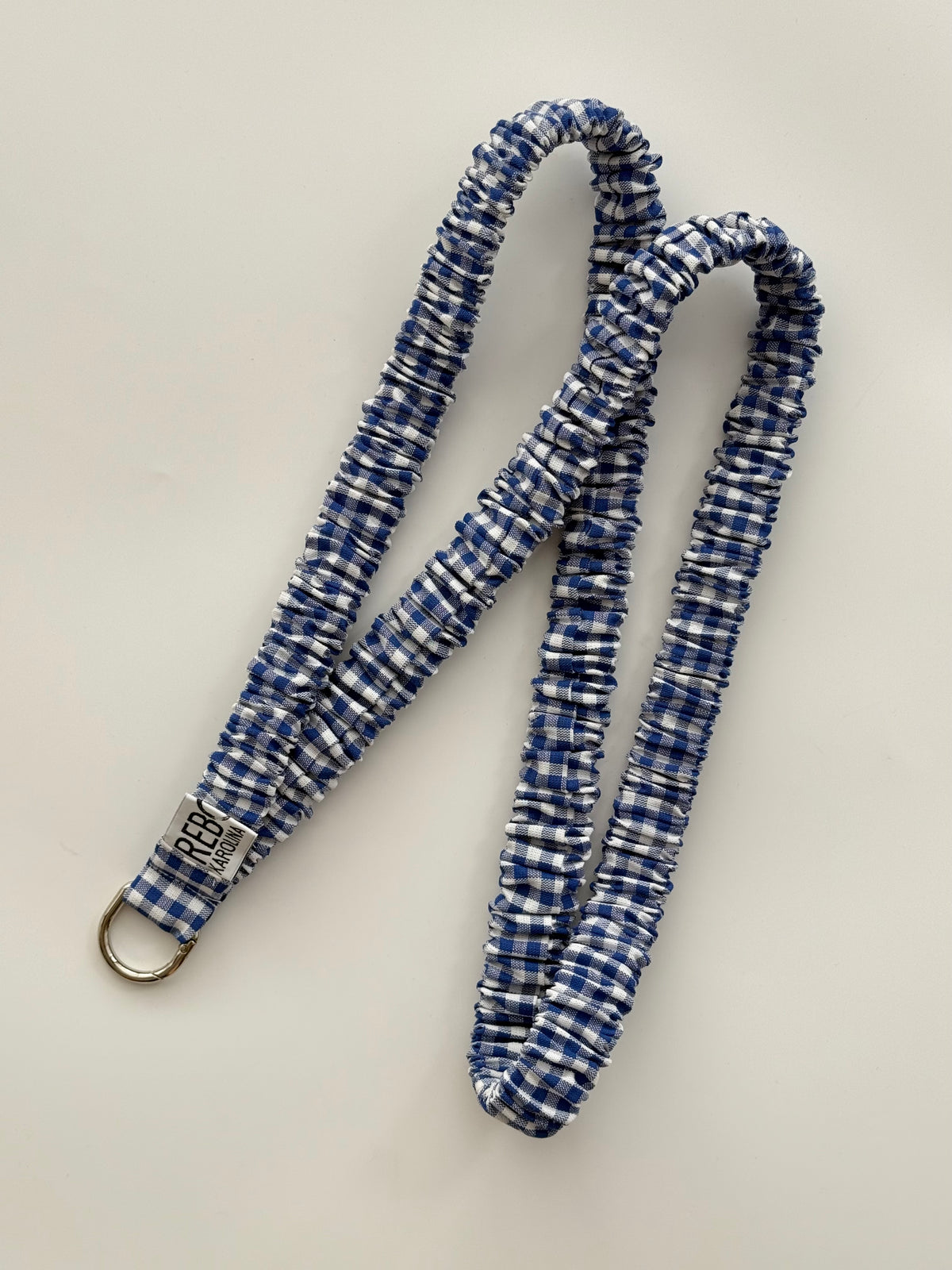 Látkový popruh na telefon – Checked Mini Blue Scrunch