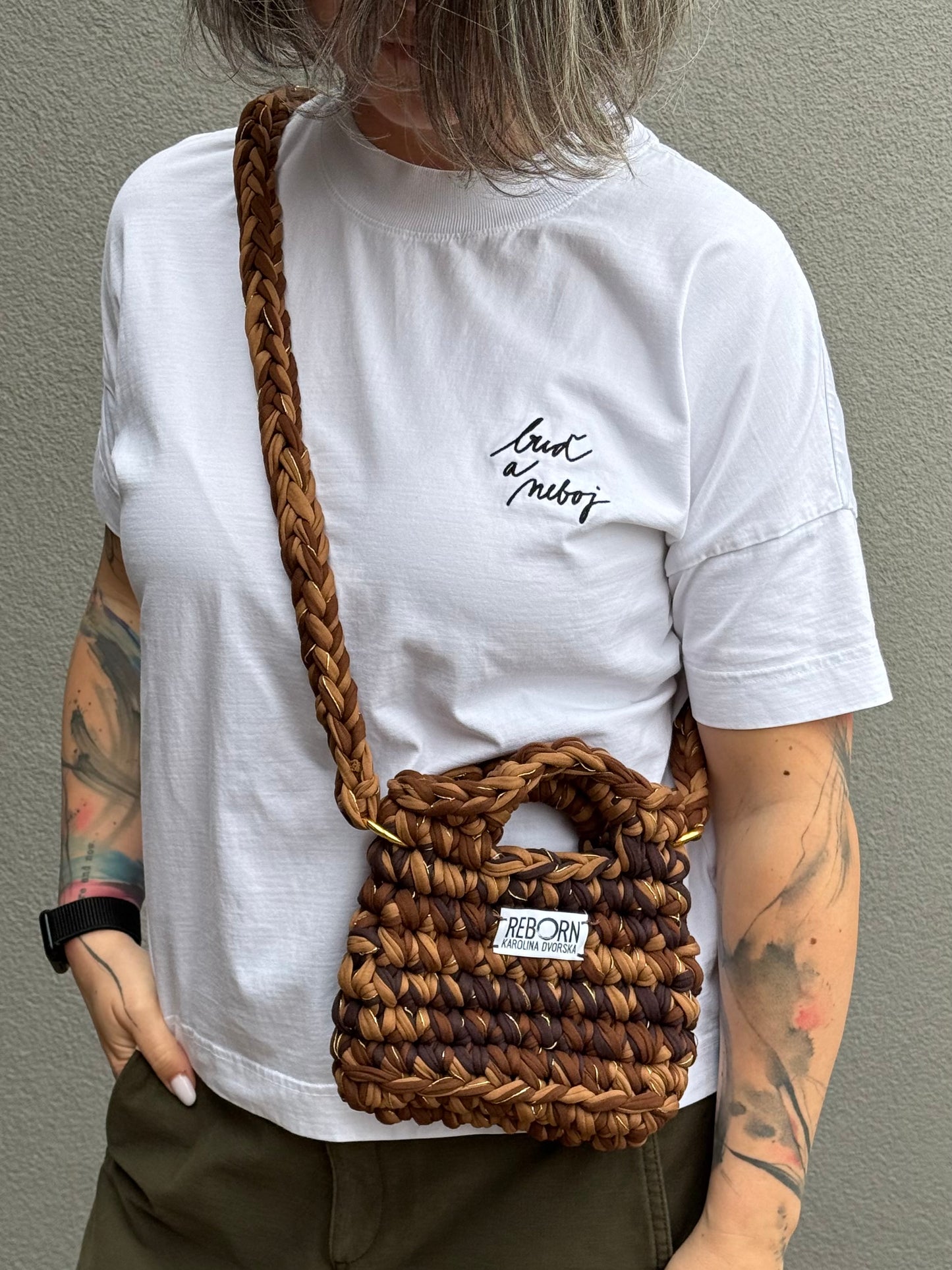 Crossbody kabelka S – Golden Coffee