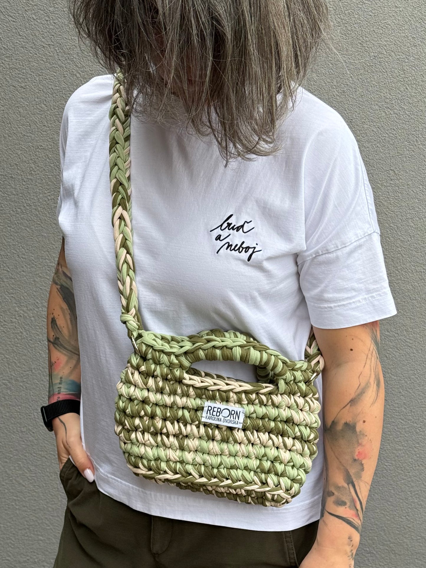 Crossbody kabelka M – Olive Ivory