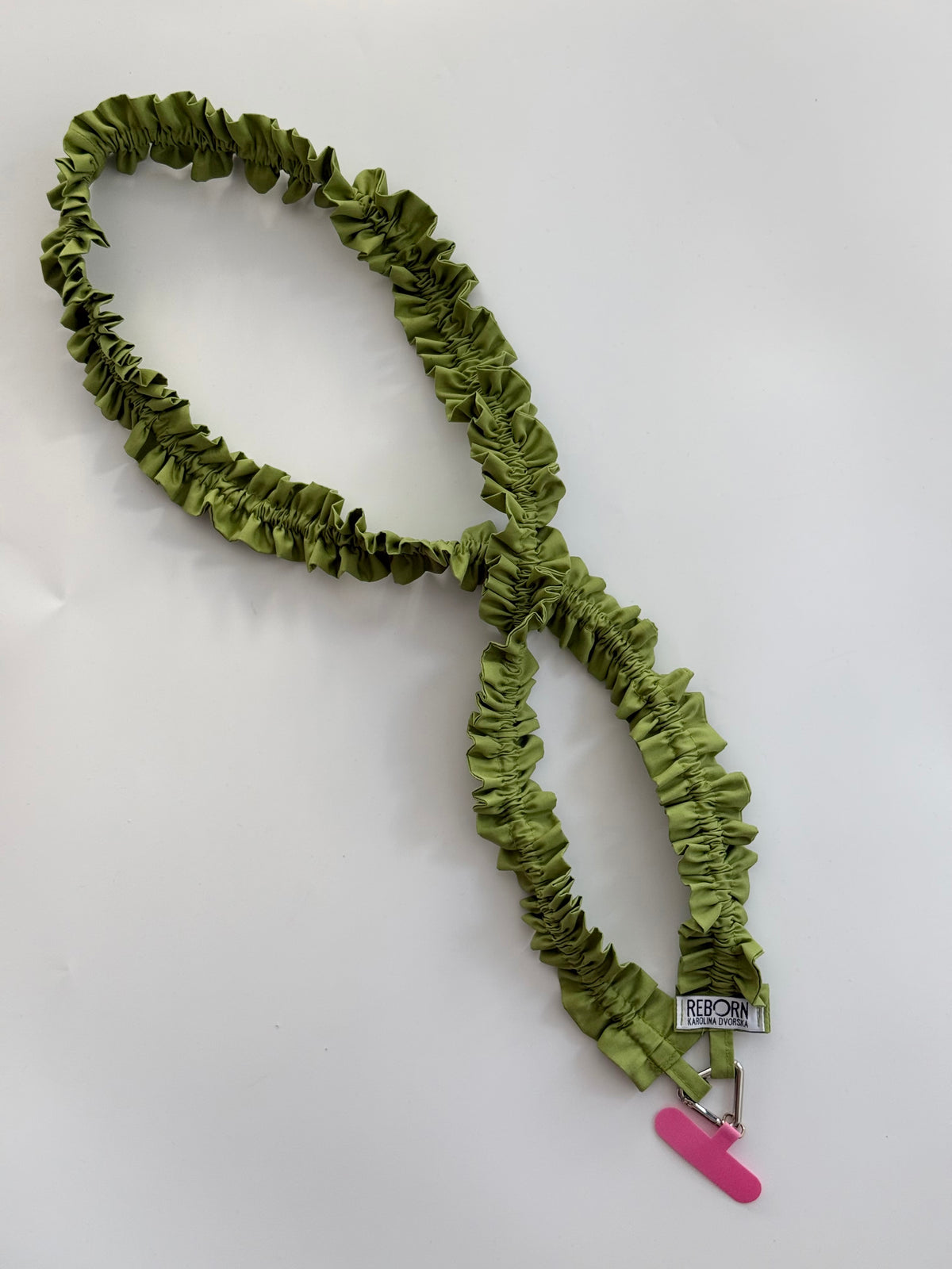Látkový popruh na telefon – Apple Green Frill