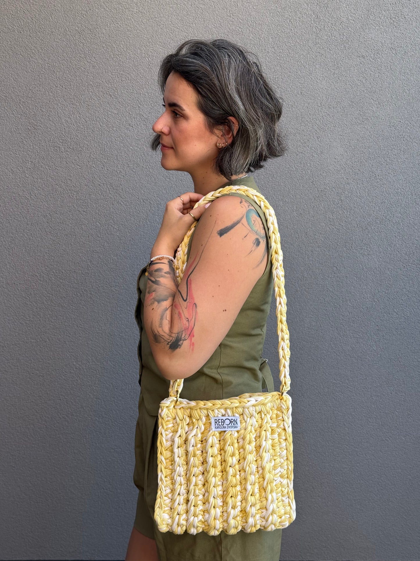 Ribbed Crossbody kabelka – Butter Yellow